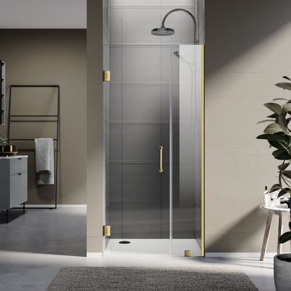 Frameless Swing Shower Door, 35-1/8"–35.5"Width x 80" Height, Double 3/8" Tempered Clear Glass, 26" Door Panel