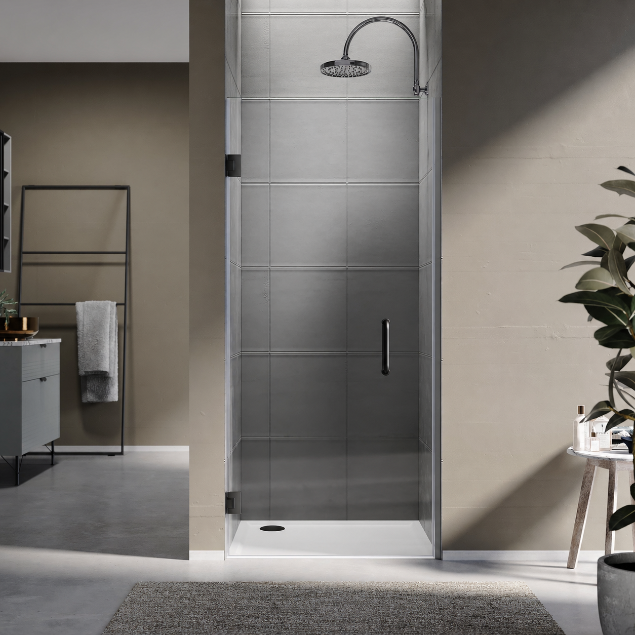 Frameless Swing Shower Door, 29-29.5"Width x 80" Height, Double 3/8" Tempered Clear Glass, 29" Door Panel