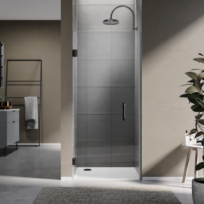 Frameless Swing Shower Door, 29-29.5"Width x 80" Height, Double 3/8" Tempered Clear Glass, 29" Door Panel
