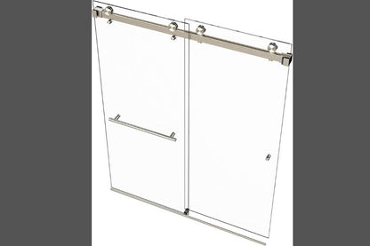 VITRA-200 56.5-59" W x 78" H Frameless Shower Door, Double Sliding with 3/8" Clear Tempered Glass (Brushed Nickel)