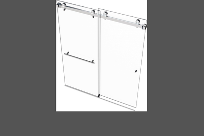 VITRA-200 56.5-59" W x 78" H Twinglide Frameless Shower Door w/ 3/8" Clear Tempered Glass (Chrome)