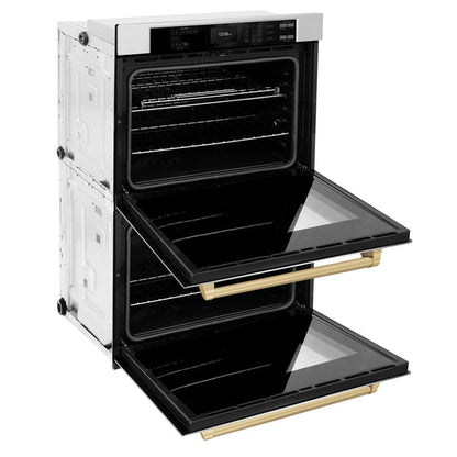 WADZ-30-CB ZLINE 30 IN. AUTOGRAPH EDITION PROFESSIONAL TRUE CONVECTION DOUBLE WALL OVEN WITH AIR FRY AND SELF CLEAN IN STAINLESS STEEL WITH CHAMPAGNE BRONZE HANDLES