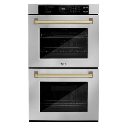 WADZ-30-CB ZLINE 30 IN. AUTOGRAPH EDITION PROFESSIONAL TRUE CONVECTION DOUBLE WALL OVEN WITH AIR FRY AND SELF CLEAN IN STAINLESS STEEL WITH CHAMPAGNE BRONZE HANDLES