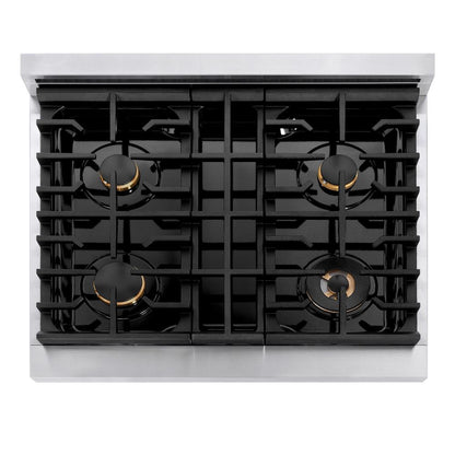 ZLINE Autograph Edition 30 in. 4.2 cu. ft. Paramount Induction Range with 4 Element Cooktop and Electric Convection Oven in Satin Stainless Steel with Champagne Bronze Accents