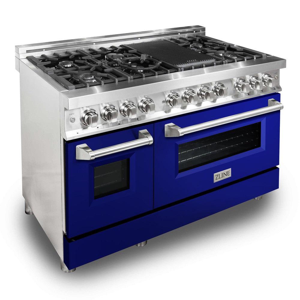 ZLINE 48 in. 6.0 cu. ft. Legacy Dual Fuel Range with 7 Burner Gas Cooktop and 2 Electric Ovens in Stainless Steel with Satin Stainless Steel Doors