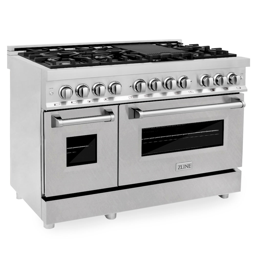 ZLINE 48 in. 6.0 cu. ft. Legacy Dual Fuel Range with 7 Burner Gas Cooktop and 2 Electric Ovens in Stainless Steel with Satin Stainless Steel Doors
