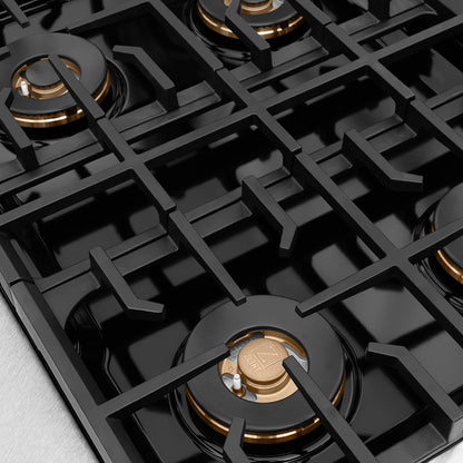 ZLINE Autograph Edition 30 in. 4.2 cu. ft. Paramount Gas Range with 4 Burner Cooktop and Convection Gas Oven in Stainless Steel and Polished Gold Accents