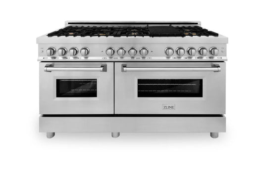 RA60 ZLINE 60 IN. 7.4 CU. FT. LEGACY DUAL FUEL RANGE WITH 9 BURNER GAS COOKTOP AND 2 ELECTRIC CONVECTION OVENS STAINLESS STEEL