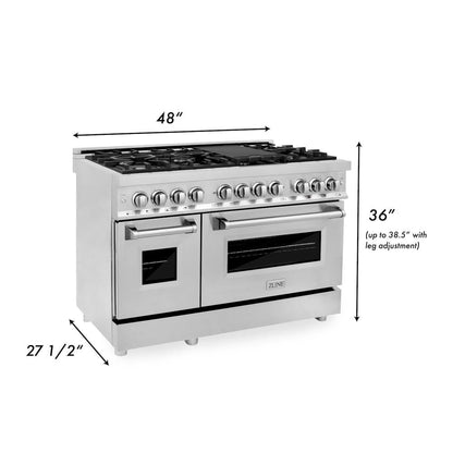 ZLINE 48 in. 6.0 cu. ft. Legacy Dual Fuel Range with 7 Burner Gas Cooktop and 2 Electric Ovens in Stainless Steel with Satin Stainless Steel Doors