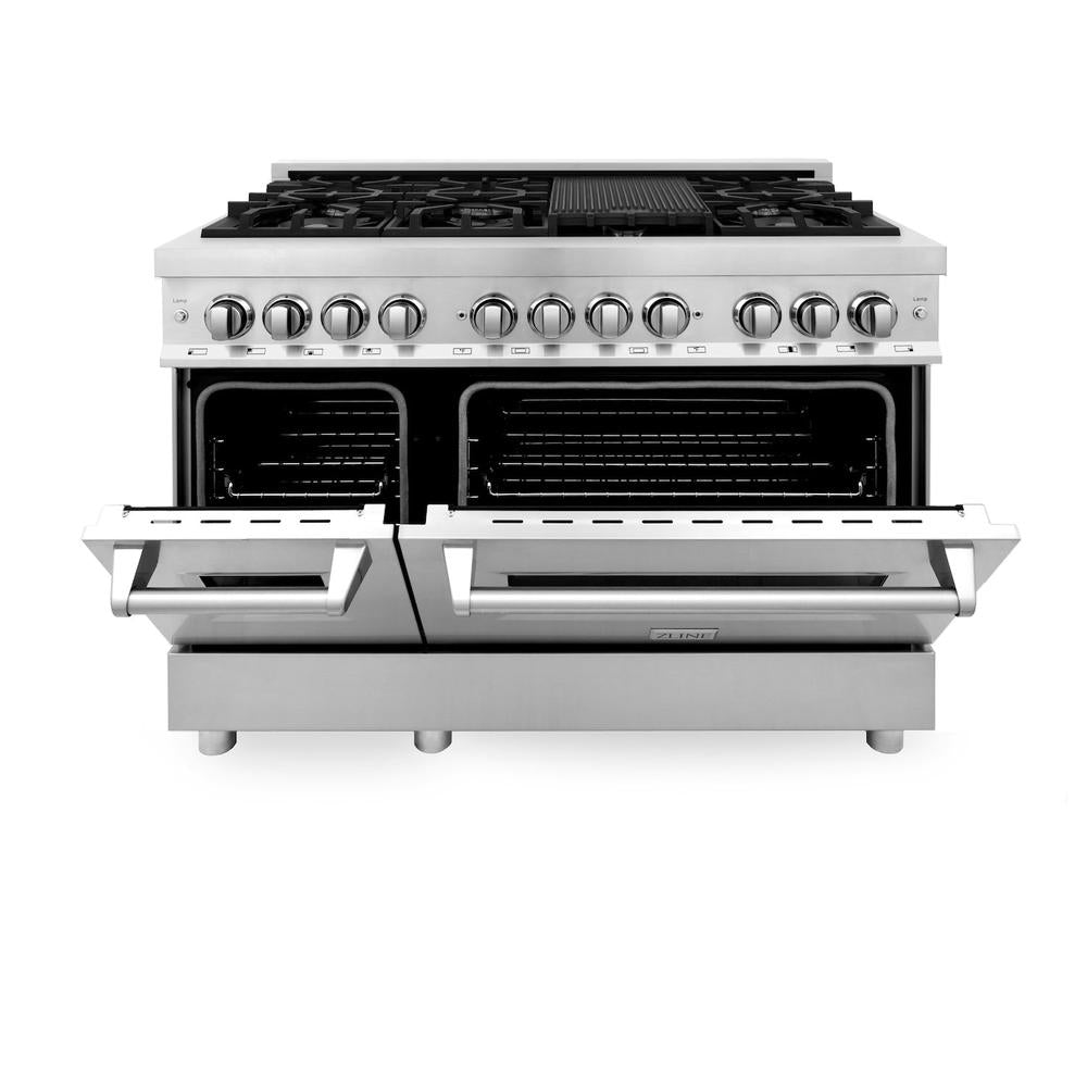 ZLINE 48 in. 6.0 cu. ft. Legacy Dual Fuel Range with 7 Burner Gas Cooktop and 2 Electric Ovens in Stainless Steel with Satin Stainless Steel Doors