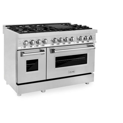 ZLINE 48 in. 6.0 cu. ft. Legacy Dual Fuel Range with 7 Burner Gas Cooktop and 2 Electric Ovens in Stainless Steel with Satin Stainless Steel Doors