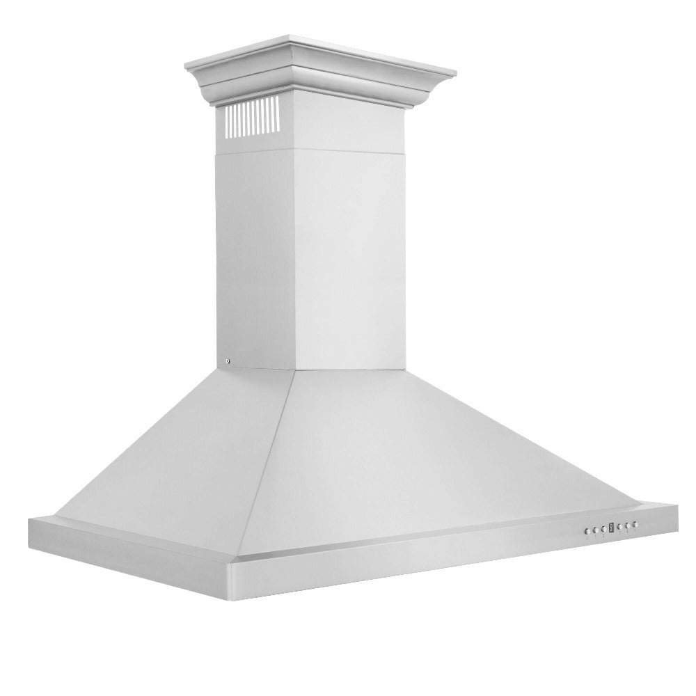 ZLINE Convertible Vent Wall Mount Range Hood in Stainless Steel with Crown Molding