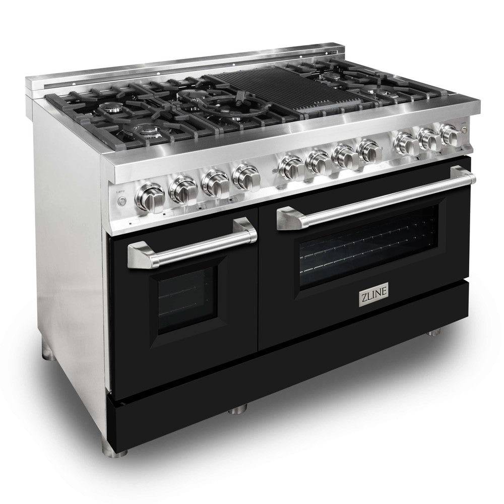 ZLINE 48 in. 6.0 cu. ft. Legacy Dual Fuel Range with 7 Burner Gas Cooktop and 2 Electric Ovens in Stainless Steel with Satin Stainless Steel Doors
