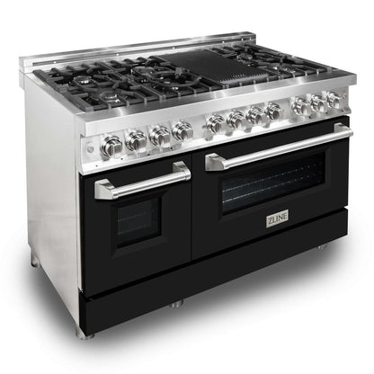 ZLINE 48 in. 6.0 cu. ft. Legacy Dual Fuel Range with 7 Burner Gas Cooktop and 2 Electric Ovens in Stainless Steel with Satin Stainless Steel Doors