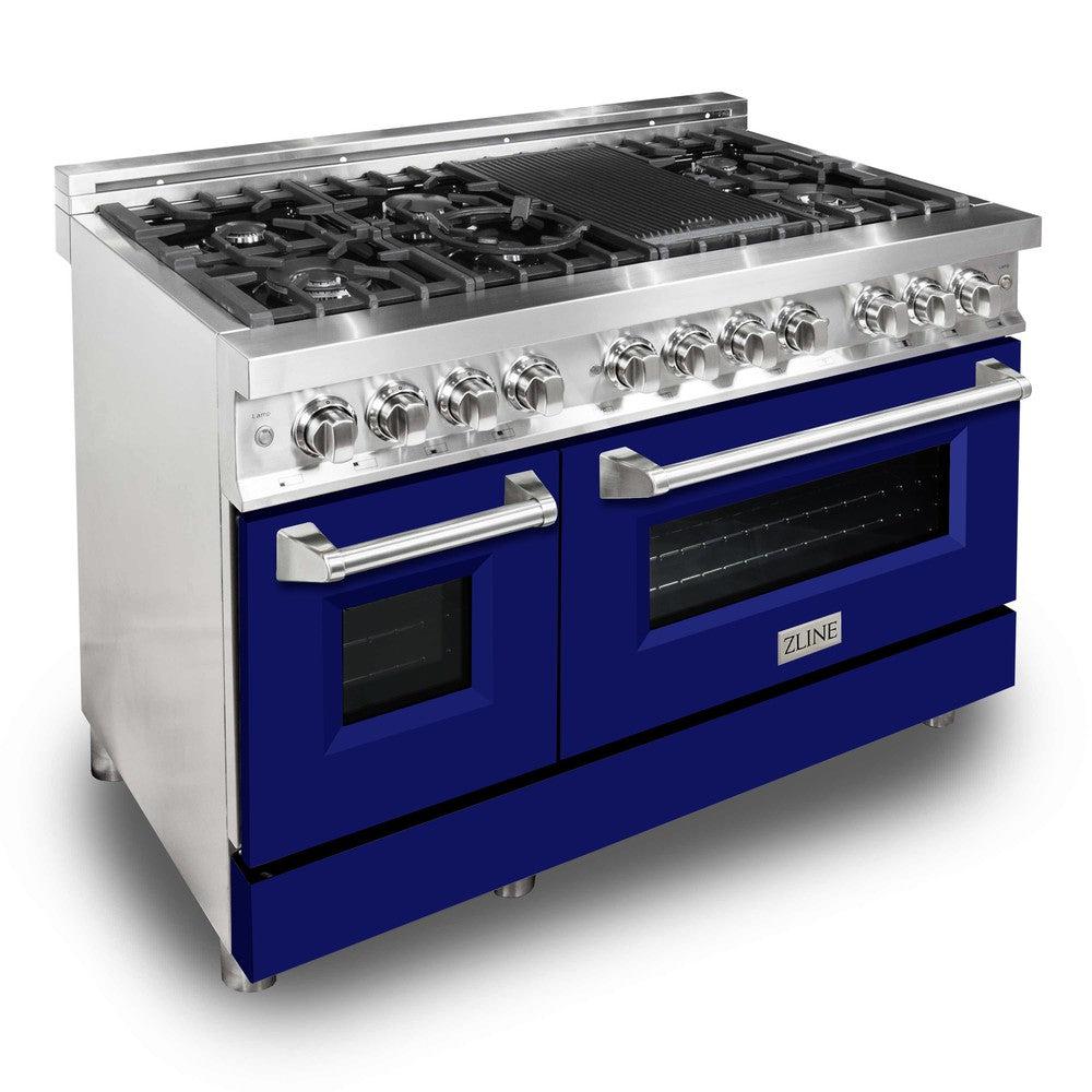 ZLINE 48 in. 6.0 cu. ft. Legacy Dual Fuel Range with 7 Burner Gas Cooktop and 2 Electric Ovens in Stainless Steel with Satin Stainless Steel Doors